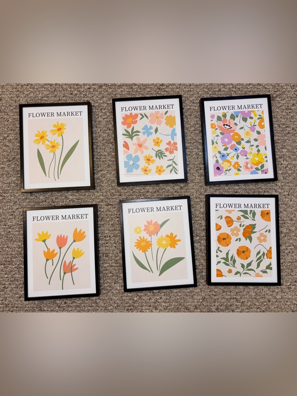 Set of 6 Framed Floral Pictures Gallery Wall 8.5”x10.5”